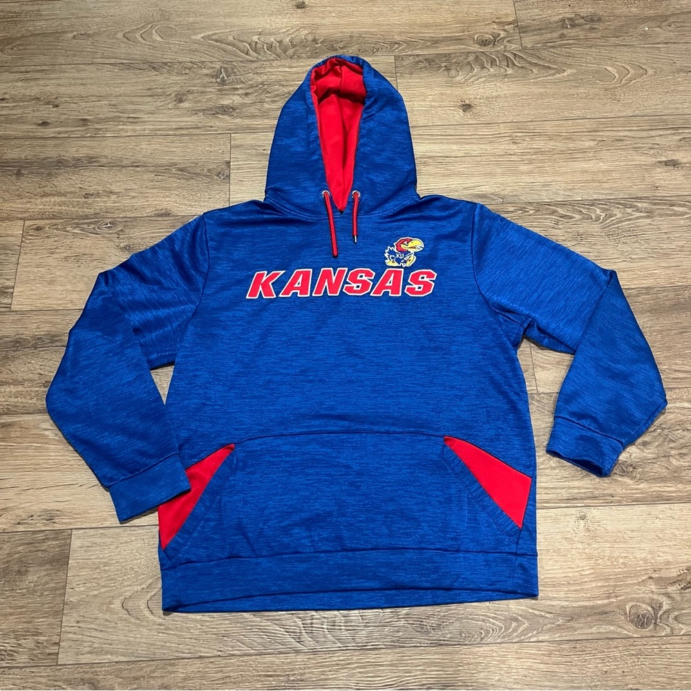 Colosseum Kansas Jayhawks Sweatshirt Mens L Blue Hoodie Pullover NCAA Athletics